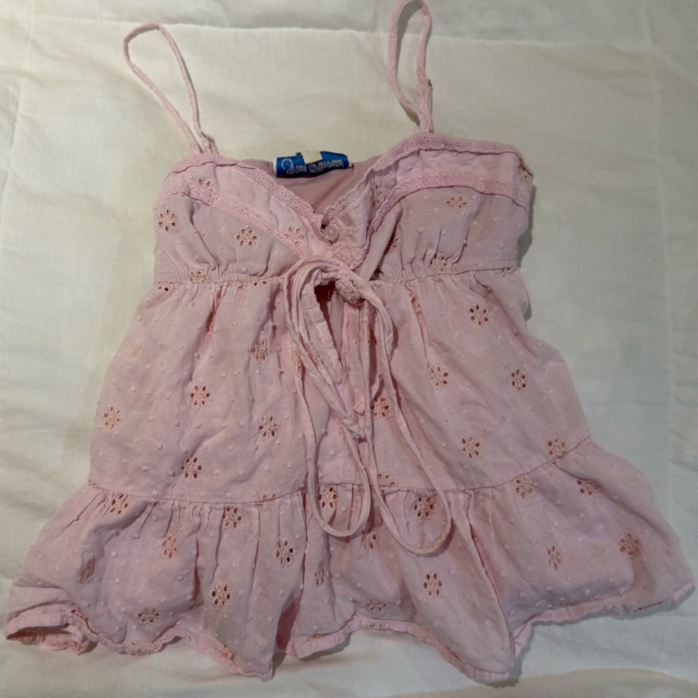 Pink Eyelet Tank Top